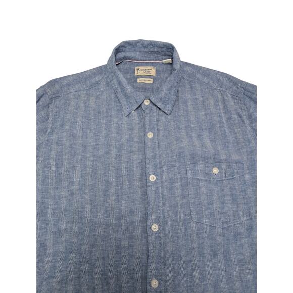 Weatherproof Vintage Men's Short Sleeve Blue Button Down Washable Linen XL - Picture 3 of 5